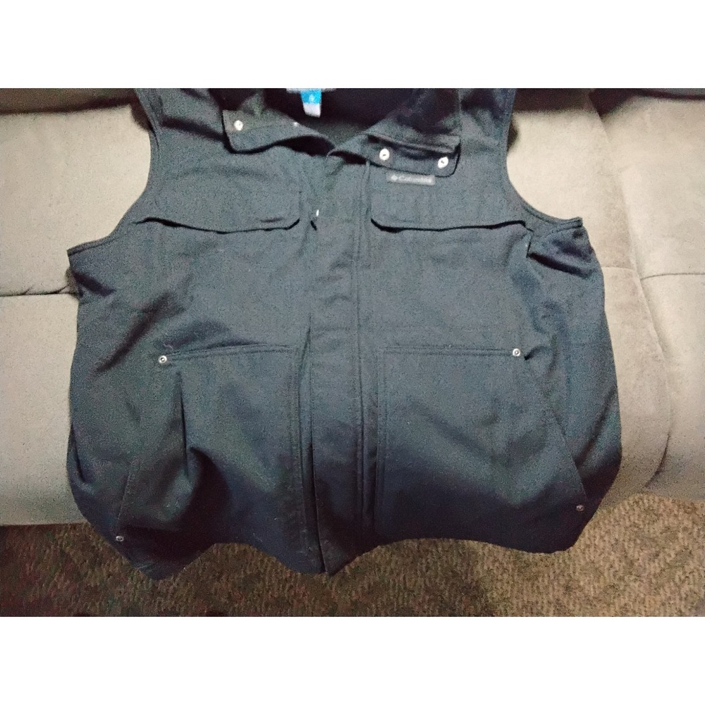 Columbia Navy Fleece Lined Canvas Work Vest Men's Size XL Excellent Condition